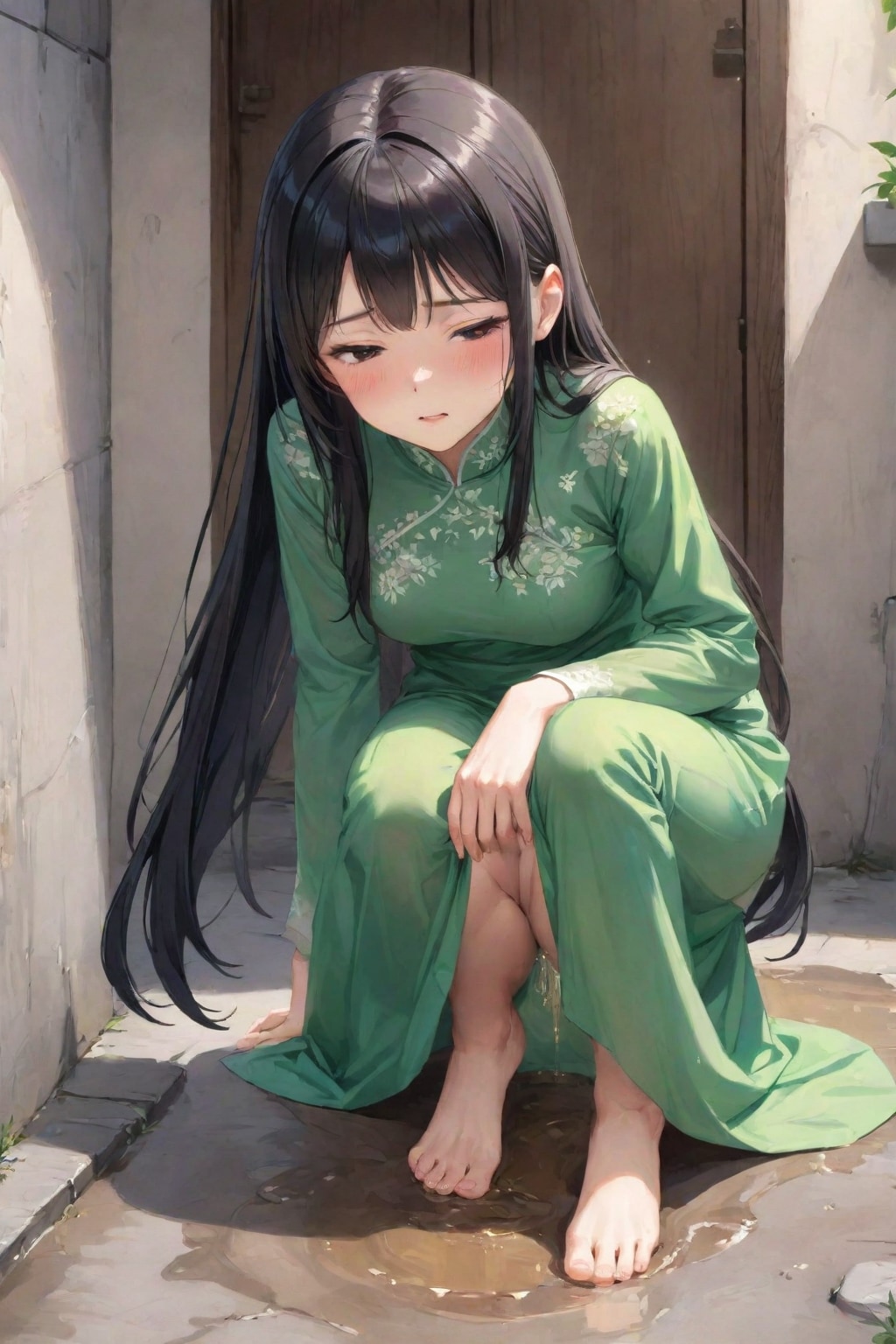 アオザイ着て我慢できない女の子たち