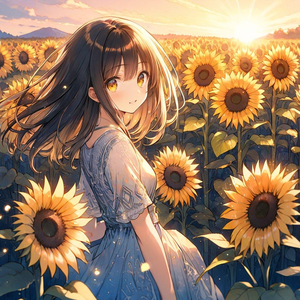 ひまわり畑の少女04 | の人気AIイラスト・グラビア