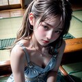 アステカの太陽神をあしらったシルバーリングが畳でくつろぐ 4枚目