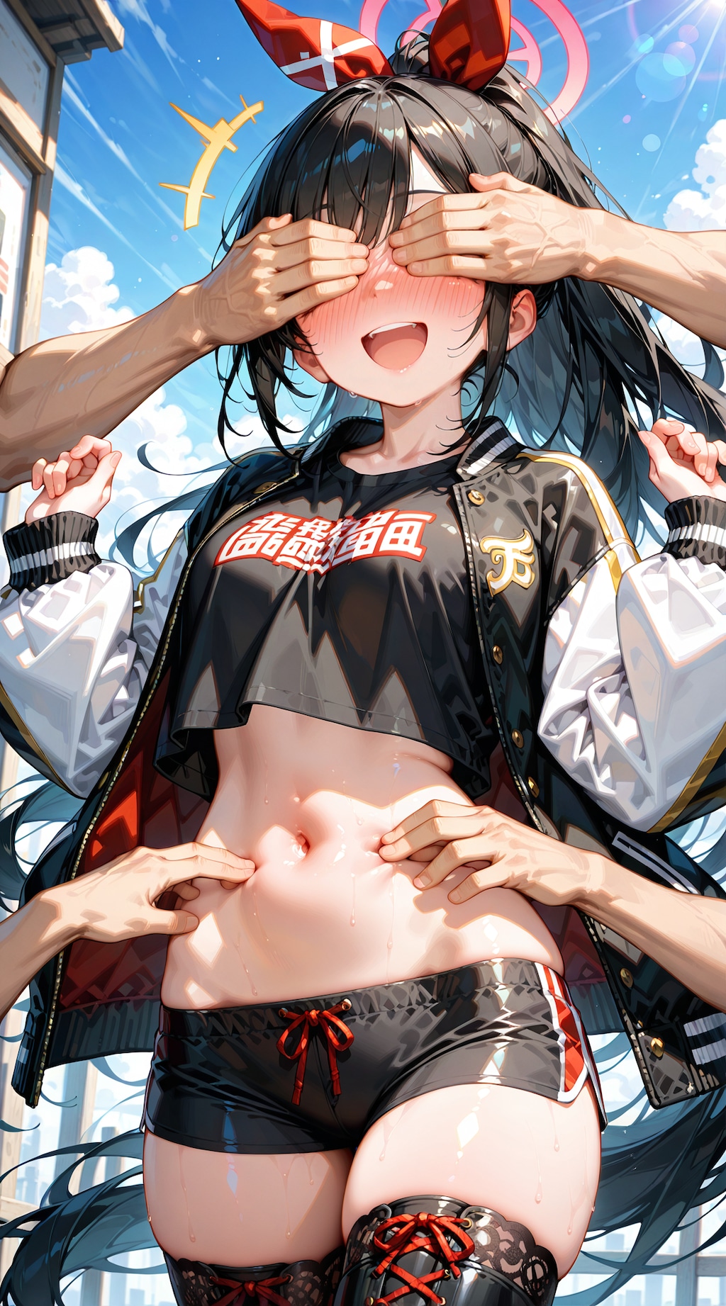 へそ出し＋目隠し