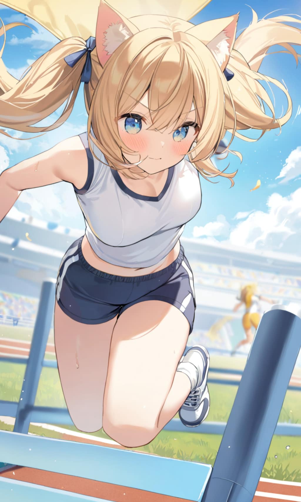 こるり「跳ねる！　跳ぶ！」まや「だりぃ」