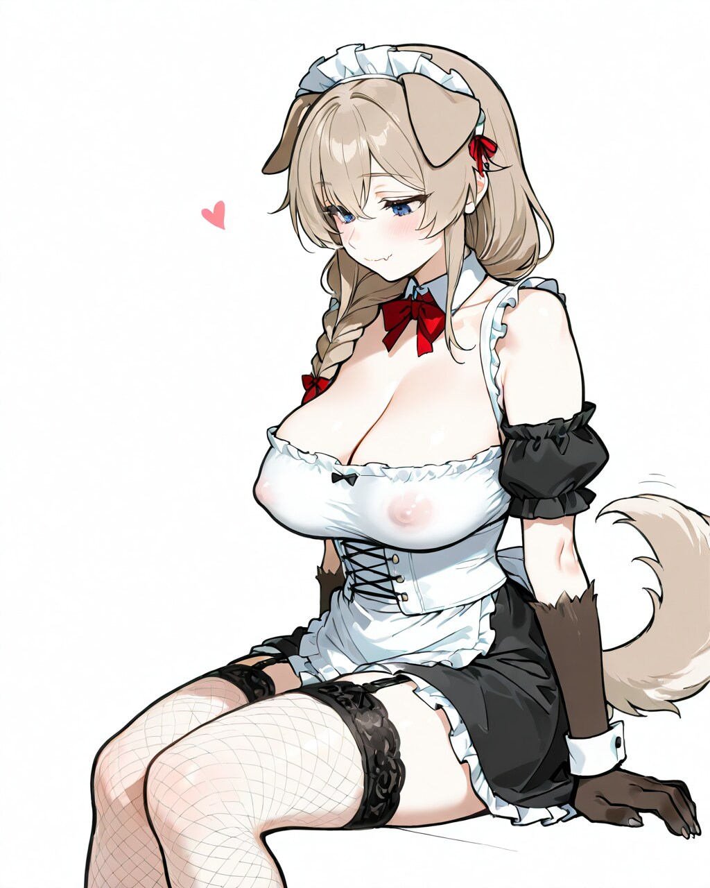 メイド大型犬お姉さんが座っているだけ