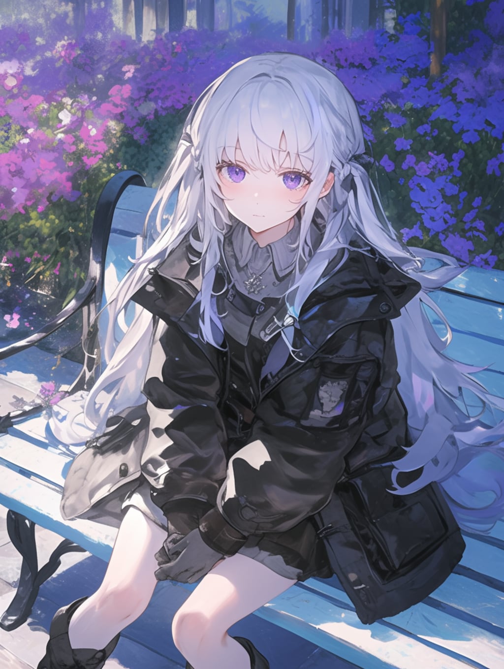 サイネリアのお花と女の子 Cynellia flowers and girls