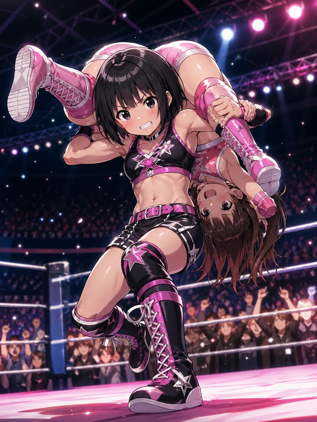 プロレスの試合をしている女の子 | の人気AIイラスト・グラビア