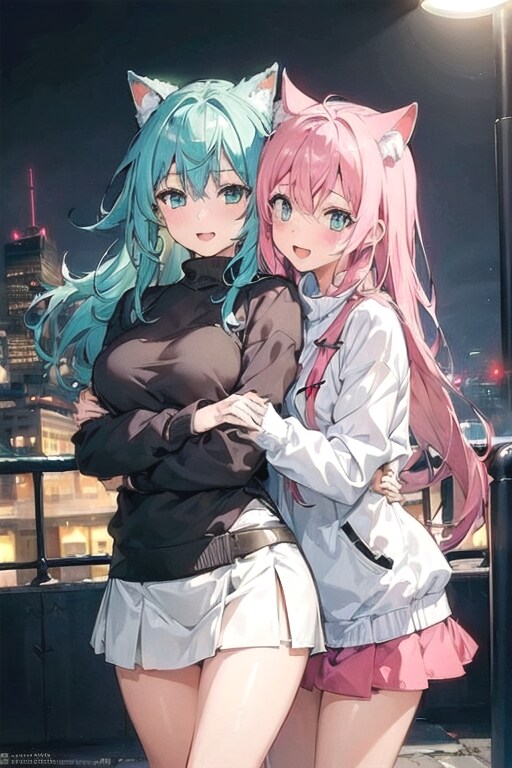 猫耳姉妹の夜デート💕