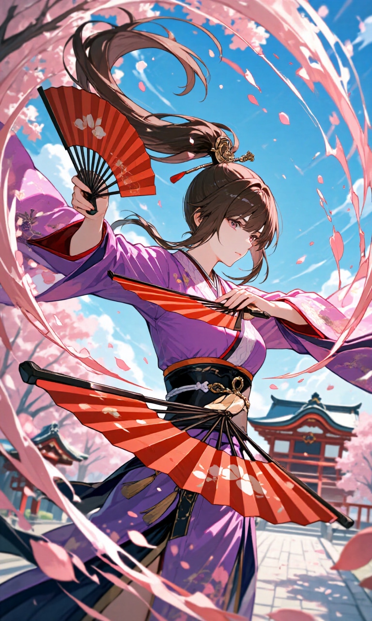 鉄扇女子　桜嵐 | の人気AIイラスト・グラビア