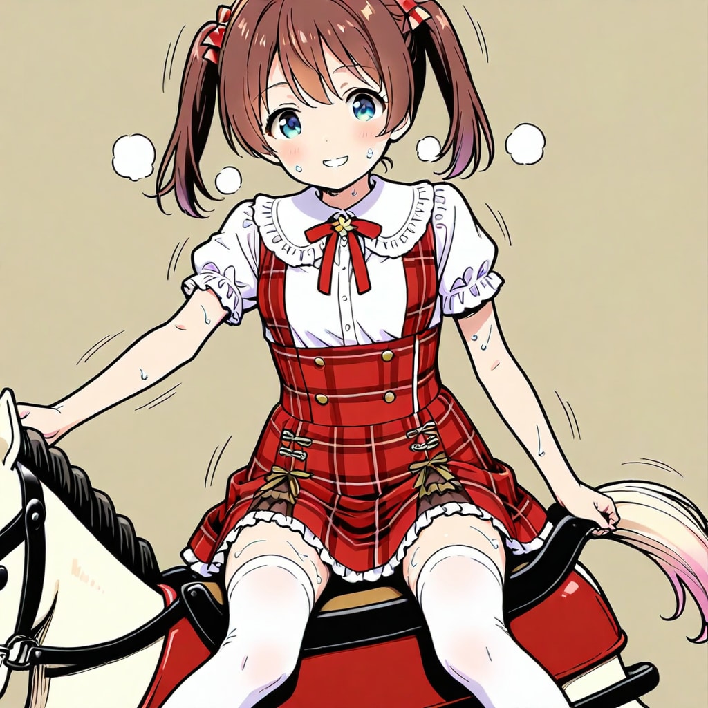 木馬を漕ぐの頑張り過ぎちゃった女の子