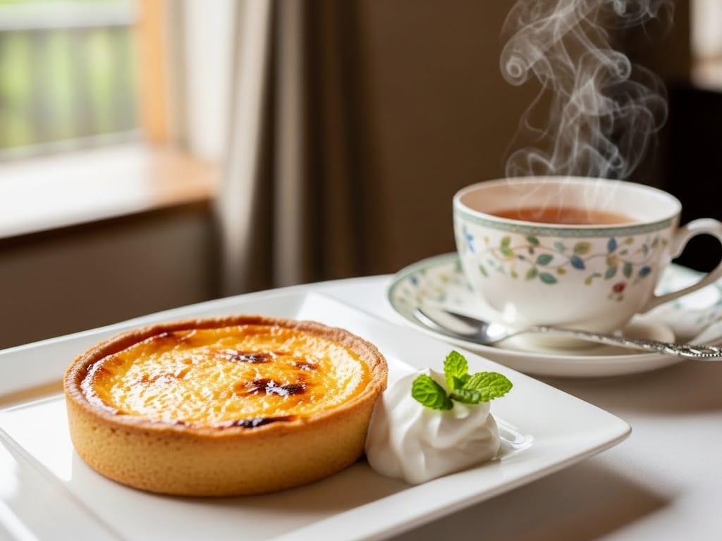 デザートのチーズタルトと紅茶のセット