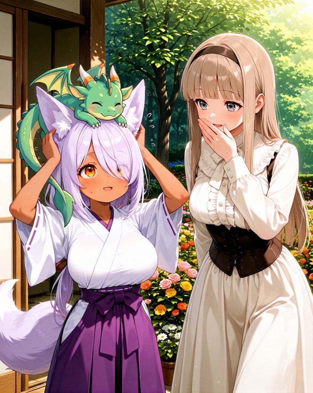 いわしまんさん家のアマーリアさんとダンテくんと紫狐ちゃん