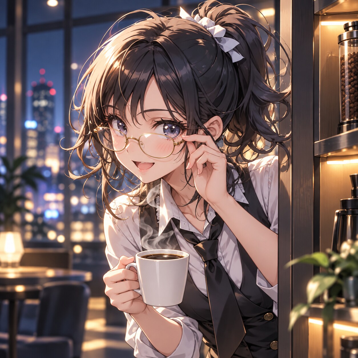 メガネとネクタイとコーヒー（３）３時のアイドル　GPTimages2.5 | の人気AIイラスト・グラビア