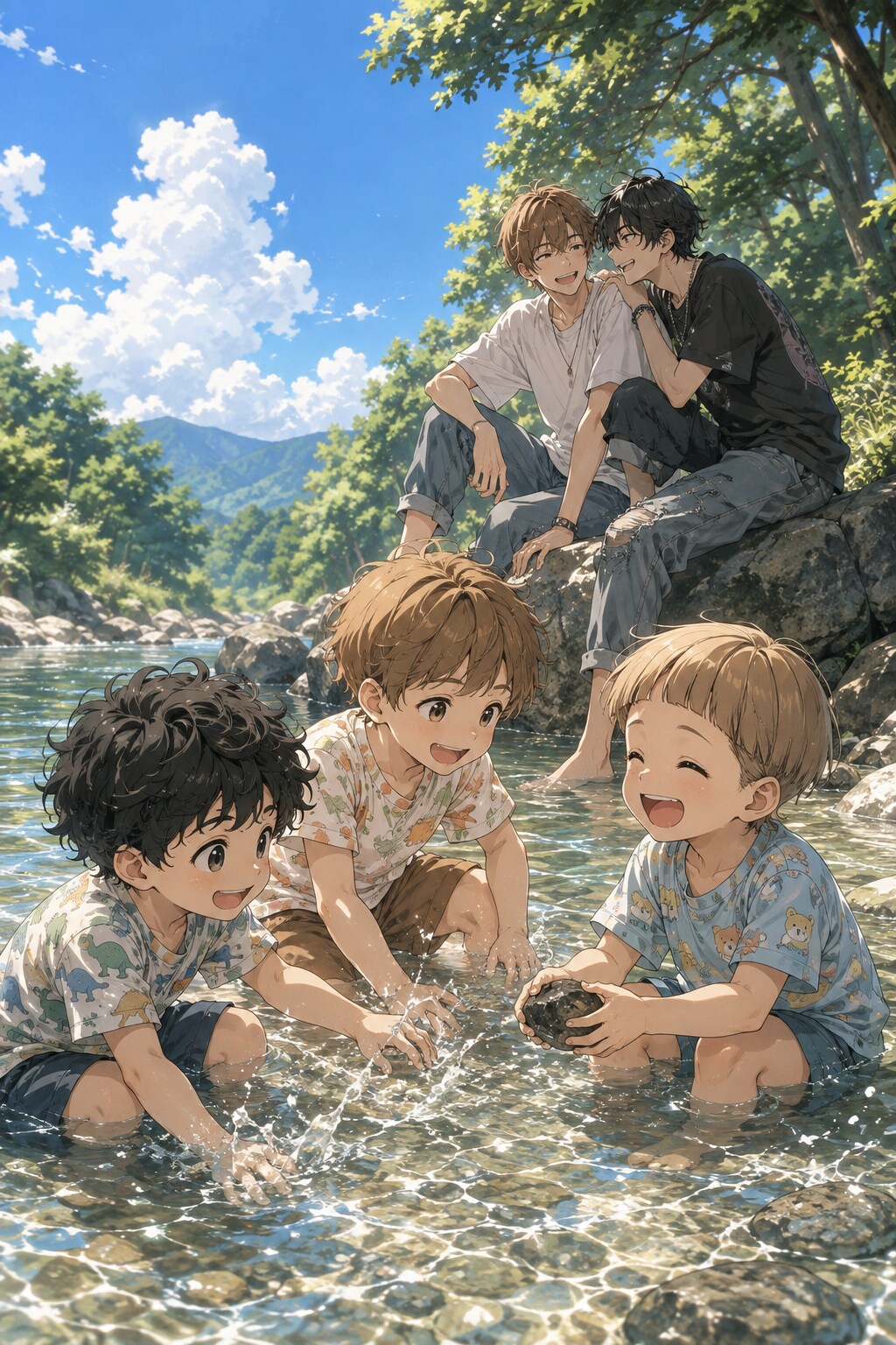 川の浅瀬で胸キュン