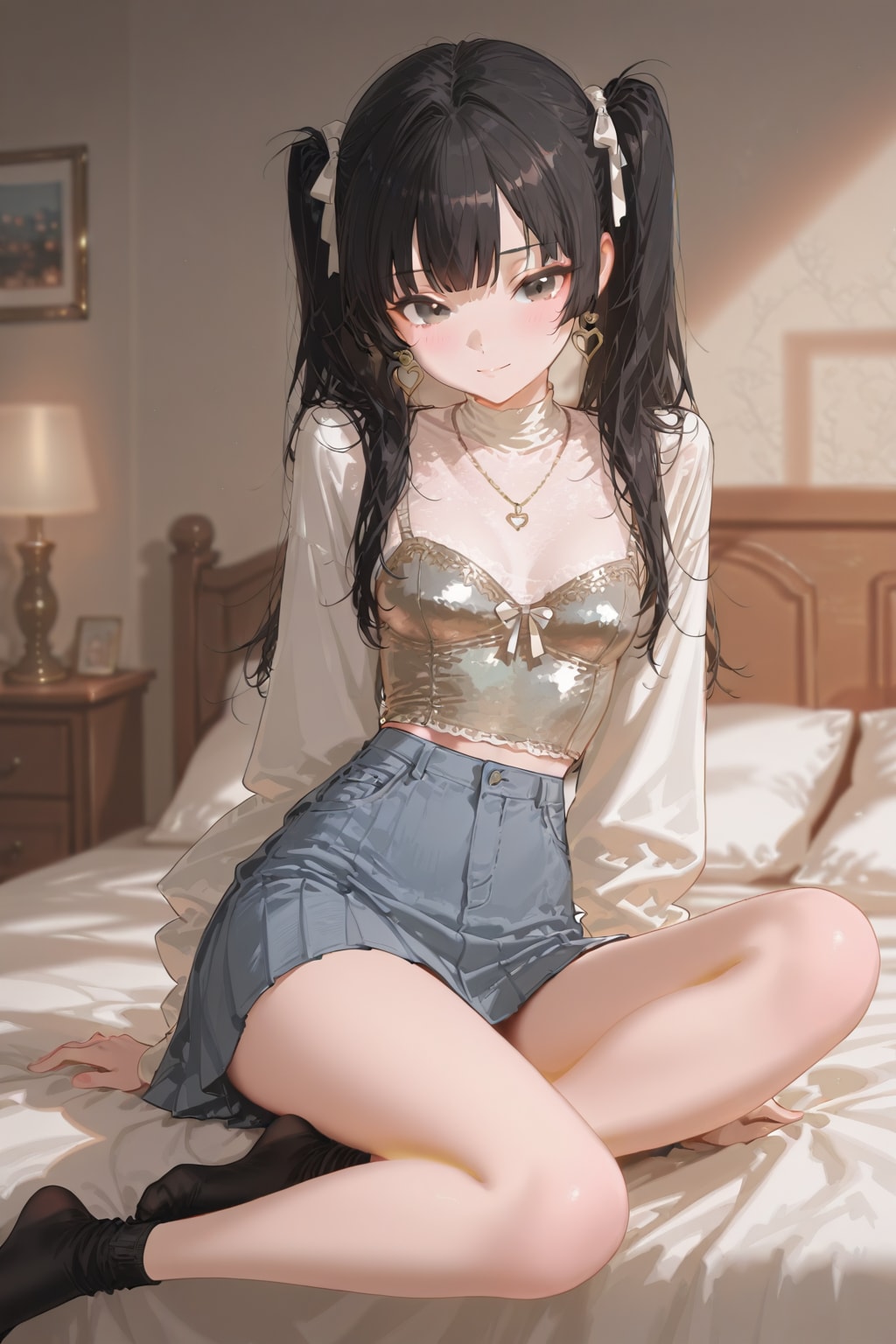 ベッドに座っている子