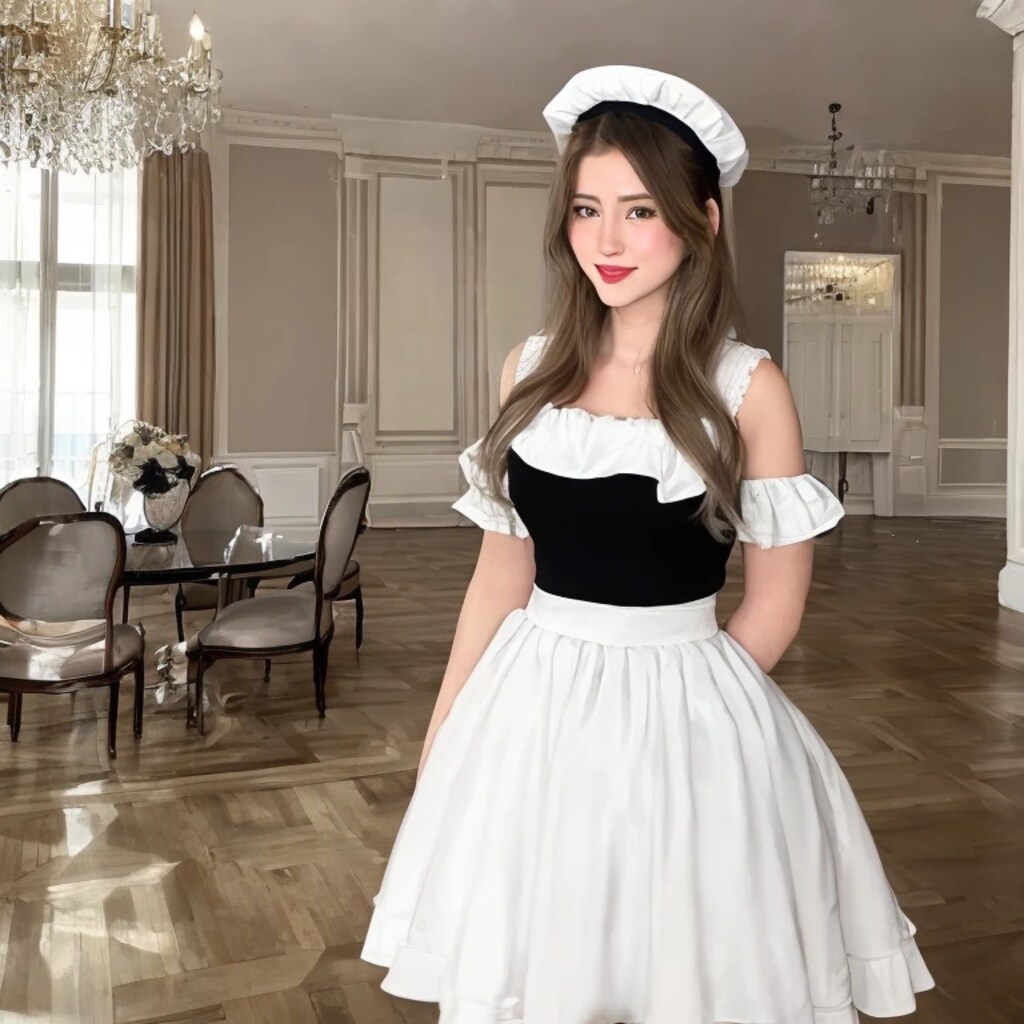 金髪ロングでメイド服の美女