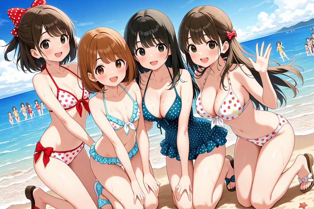 仲良く海水浴