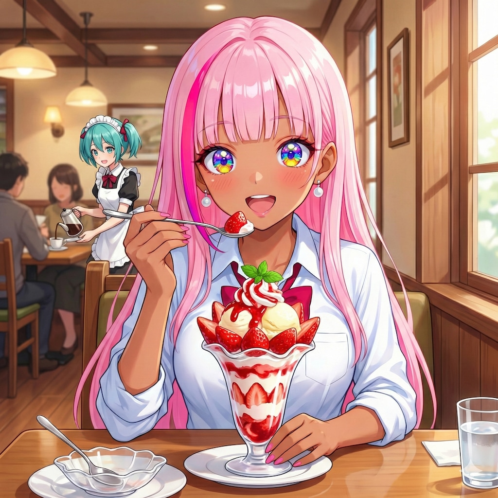 苺パフェを食べている マイさん✨