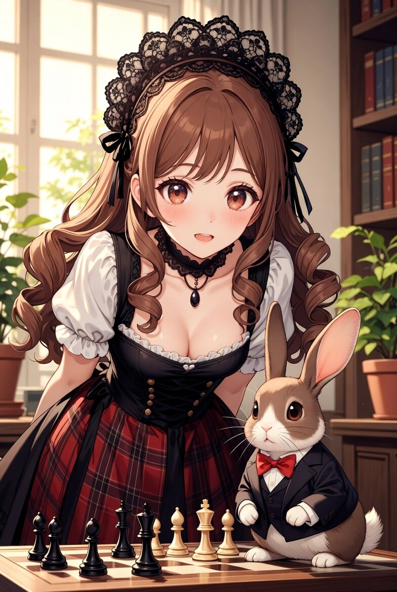でかい兎とかいう3つ目の勢力が追加された対戦型ボードゲームを遊ぶゴシックっぽい女子