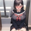 電車なうだけど向かいの席の女の子がおしっこ我慢できずにお漏らししちゃいました 3枚目