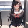 電車なうだけど向かいの席の女の子がおしっこ我慢できずにお漏らししちゃいました 2枚目