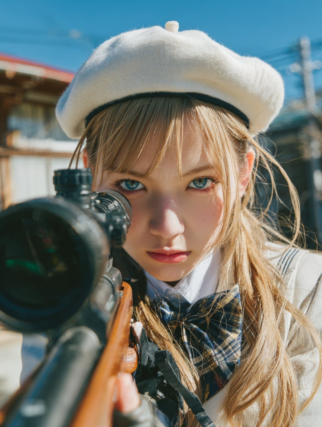 標的？を見つめる霜平妃