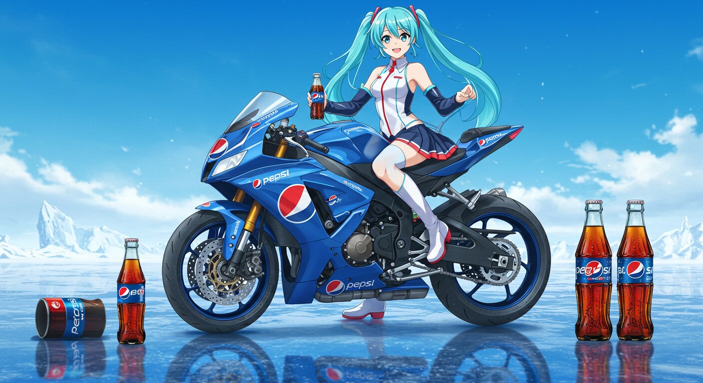 初音ミクとペプシコーラカラースズキ隼 | の人気AIイラスト・グラビア