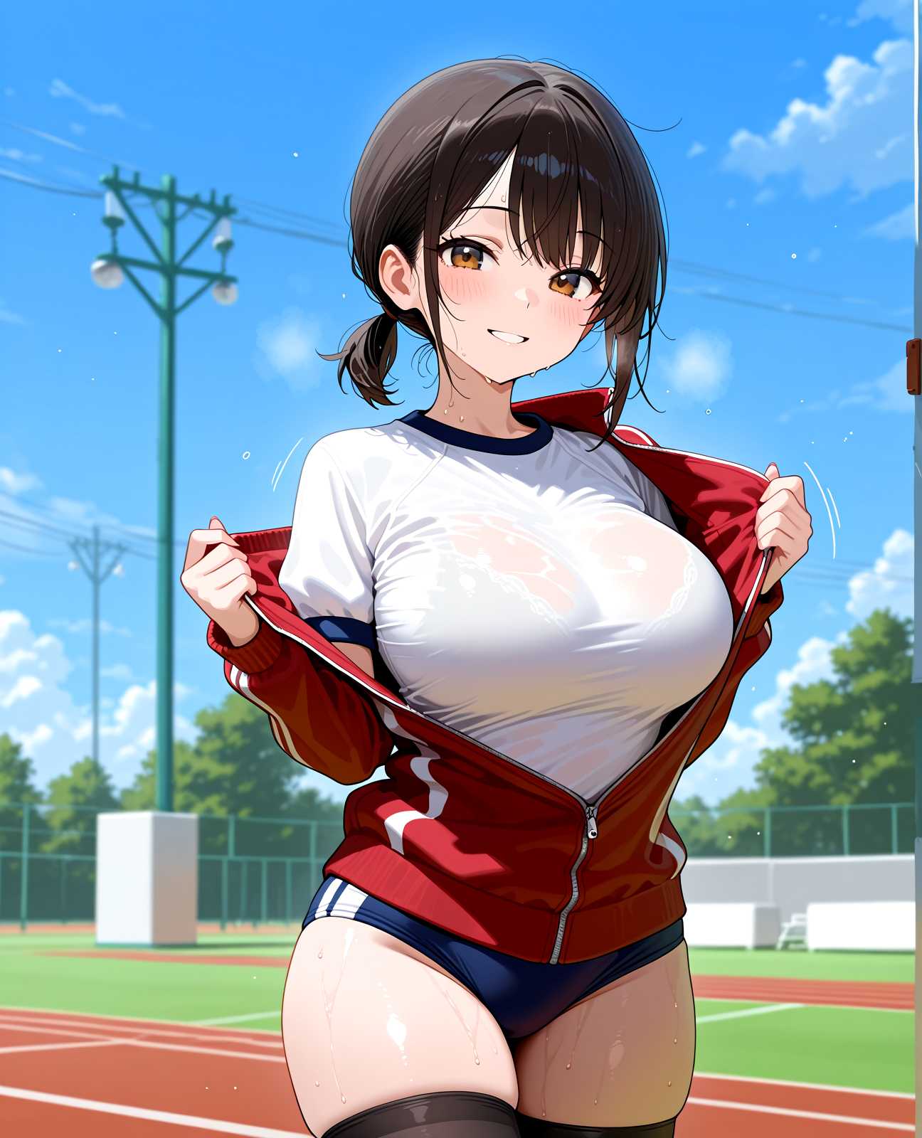 汗かいたからジャージ脱いじゃお
