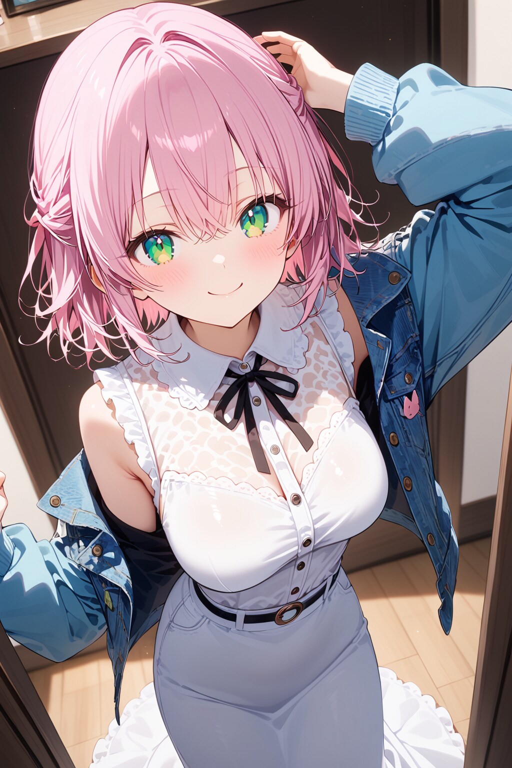 買った服を姉に見せる李々花