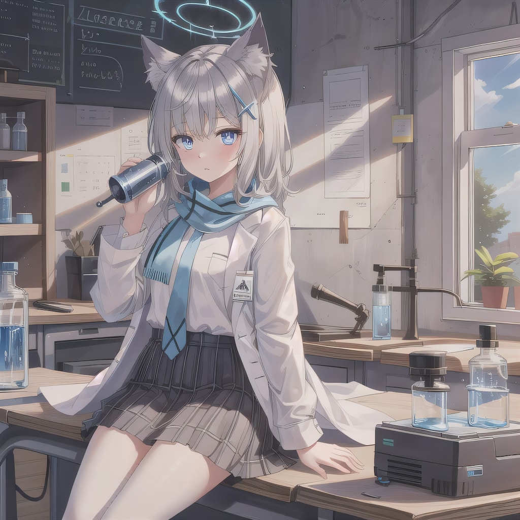 銀髪ボブで白衣の少女３