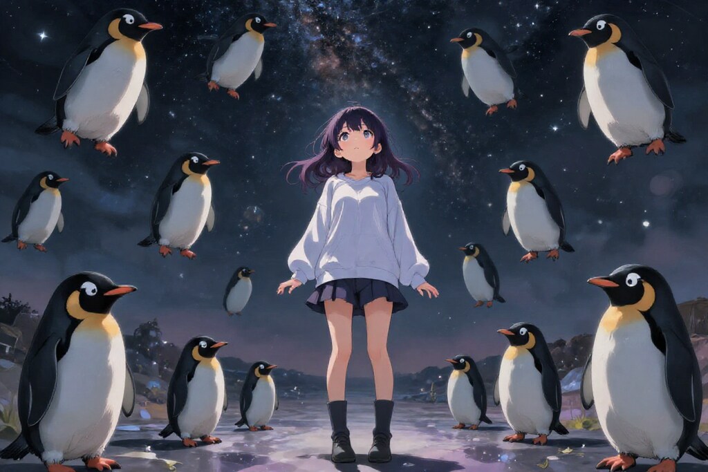 星空を泳ぐペンギンたち