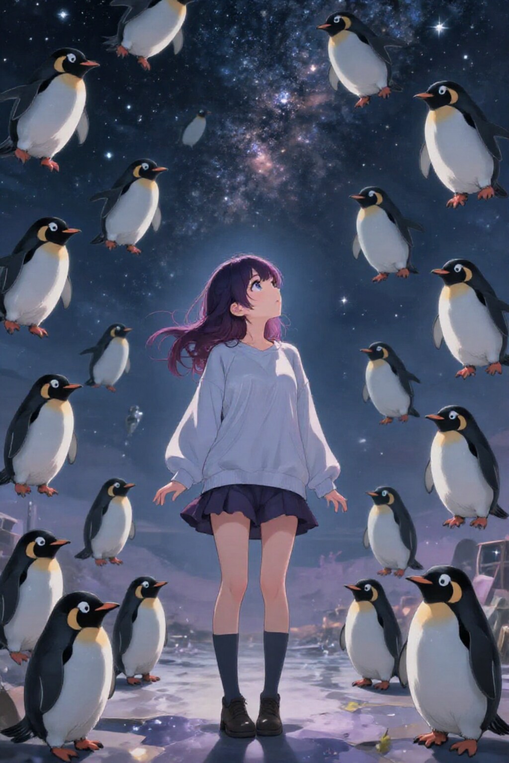 星空を泳ぐペンギンたち
