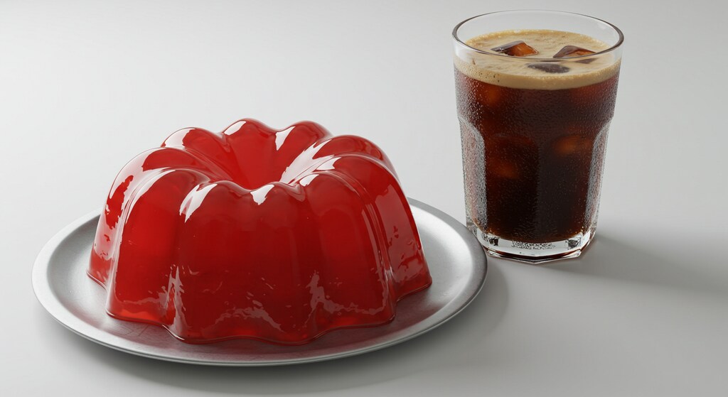 デザートの冷たいゼリーとアイス珈琲のセット