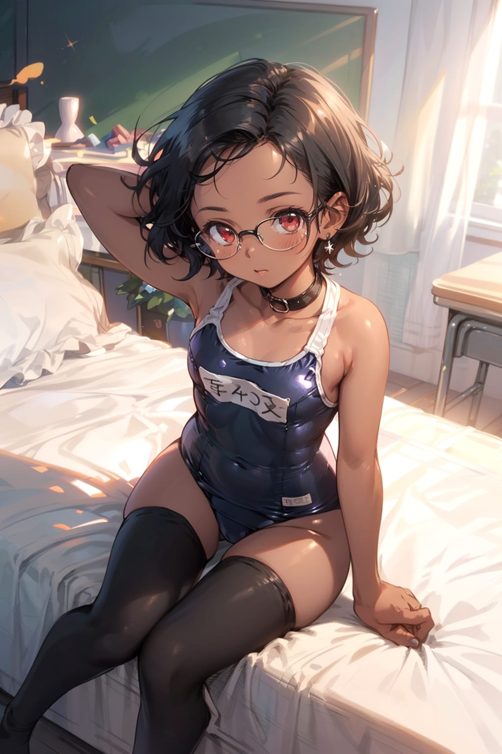 スク水の眼鏡っ娘
