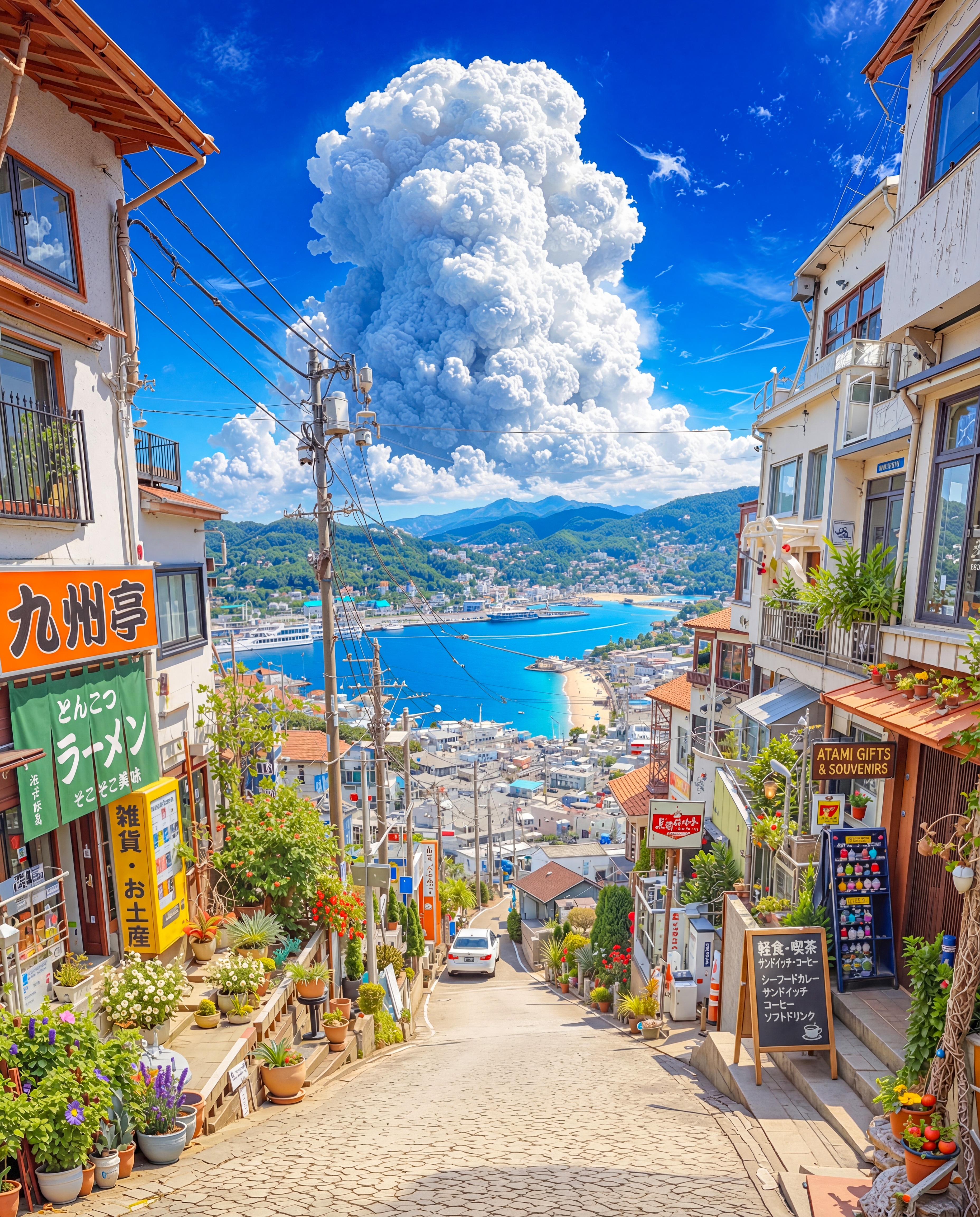 坂の下の青い海 | の人気AIイラスト・グラビア