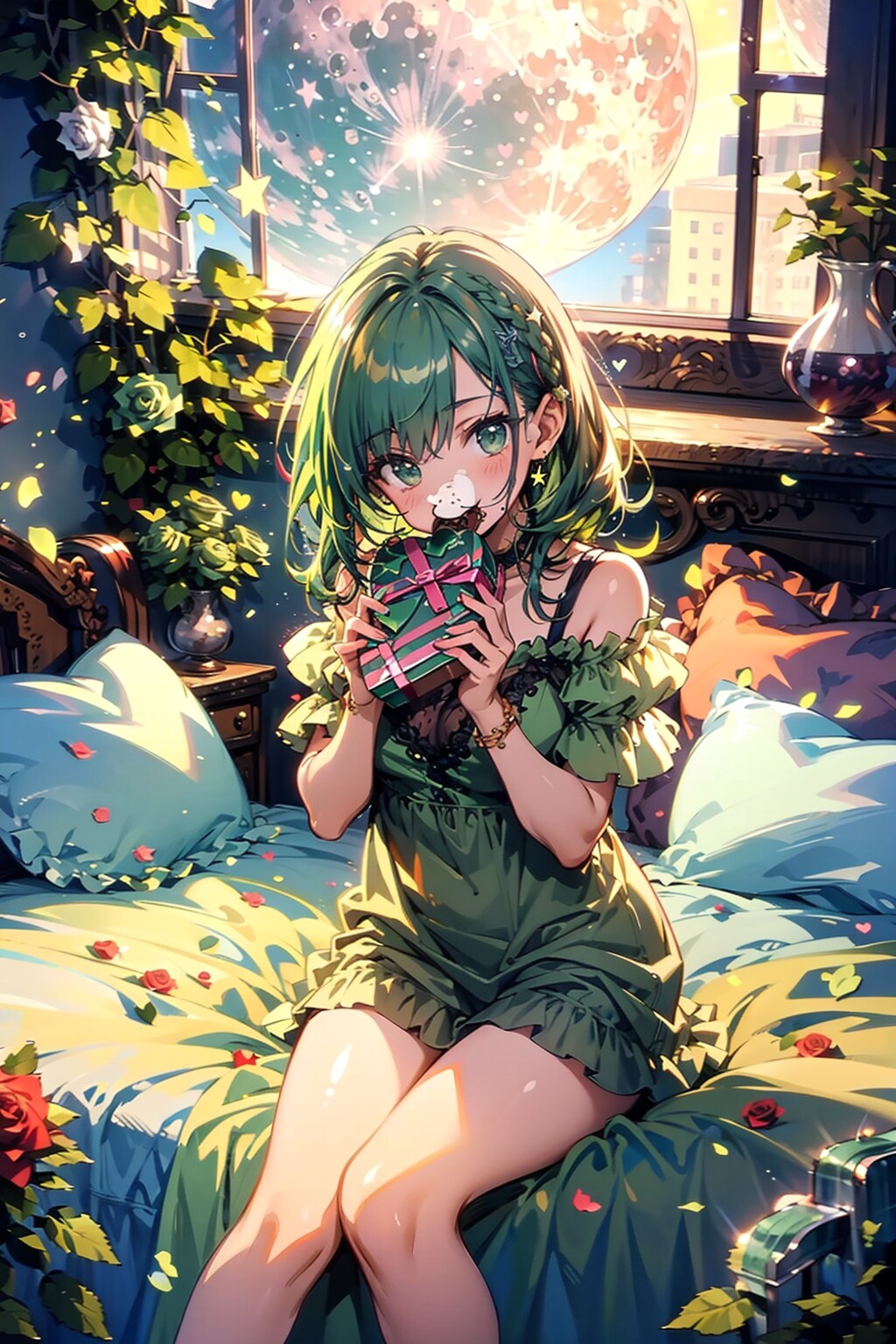 グリーン　ナイトウェア？　鼻が、駄目になりました？何故？、失敗？ | の人気AIイラスト・グラビア