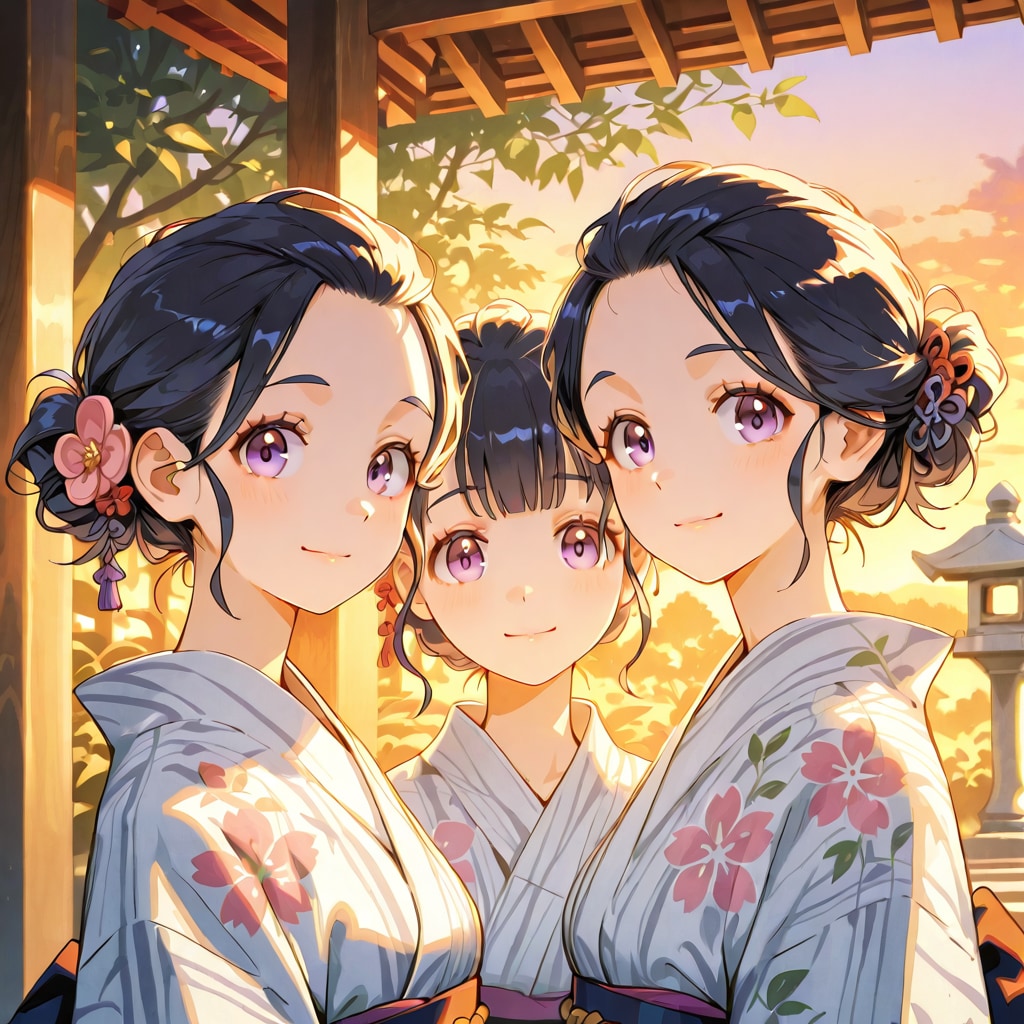 浴衣3姉妹