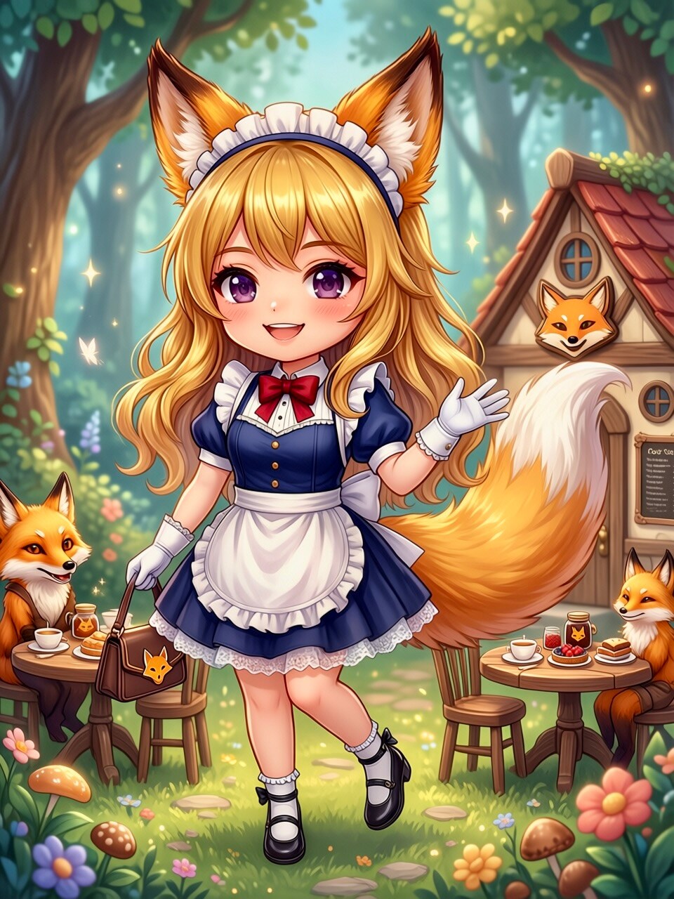 「森のキツネ村カフェの人気メイドさん」