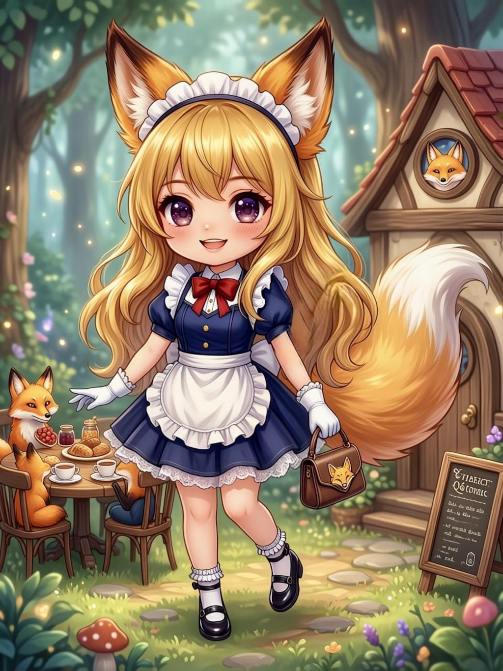 「森のキツネ村カフェの人気メイドさん」