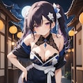 満月と黒髪美人 3枚目