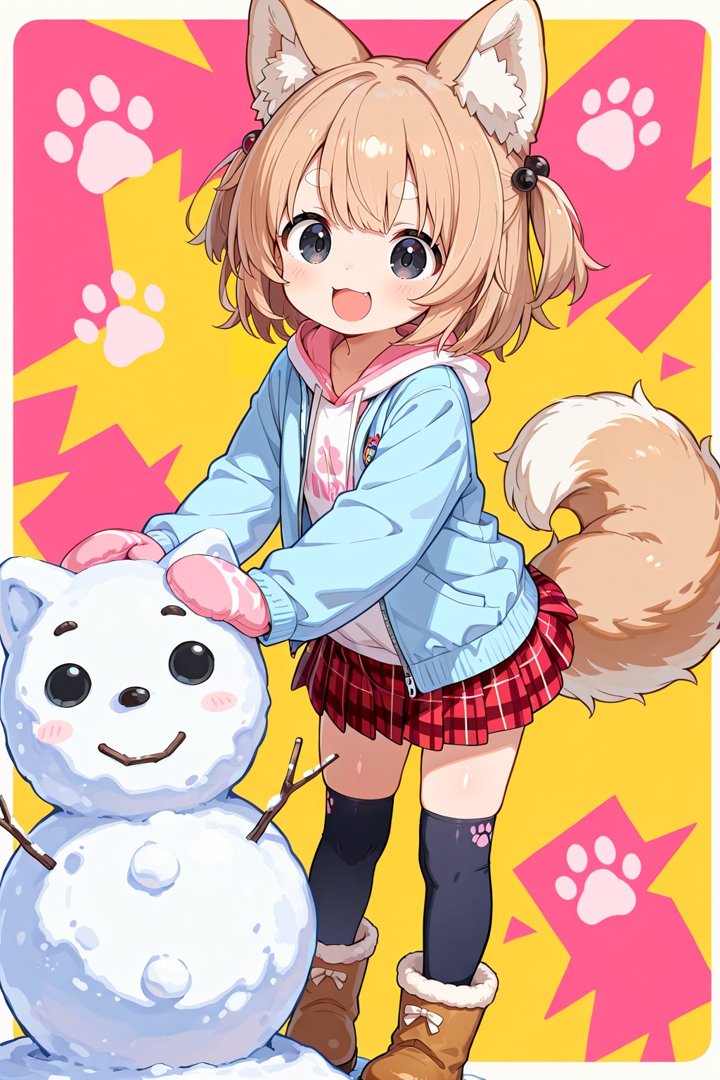 ケモミミ雪だるま