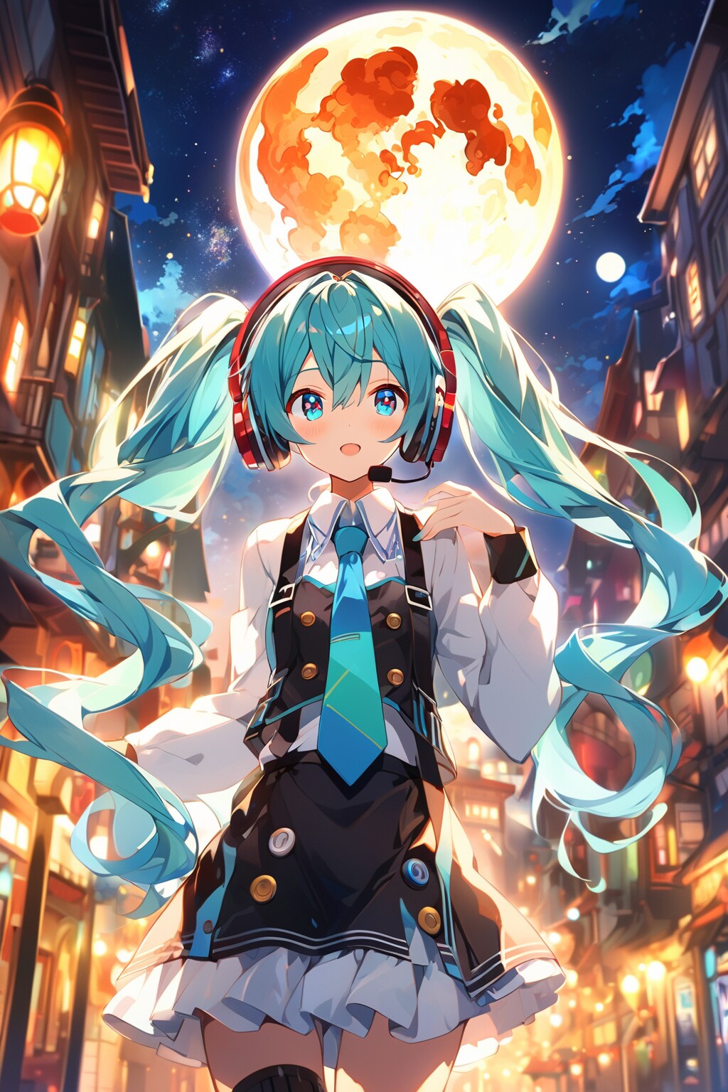 満月の夜の町