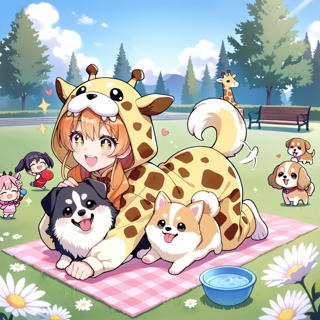 愛犬の日のキリン着ぐるみちび子ちゃん