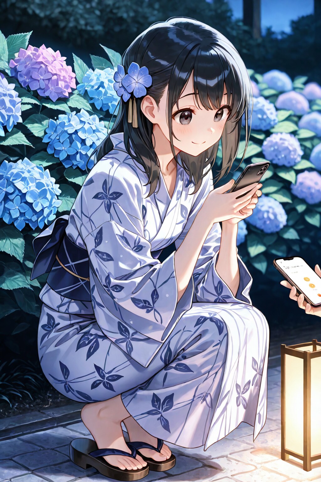 BONSAIで浴衣娘の紫陽花鑑賞とスマホ撮影👘🪻📱❤️