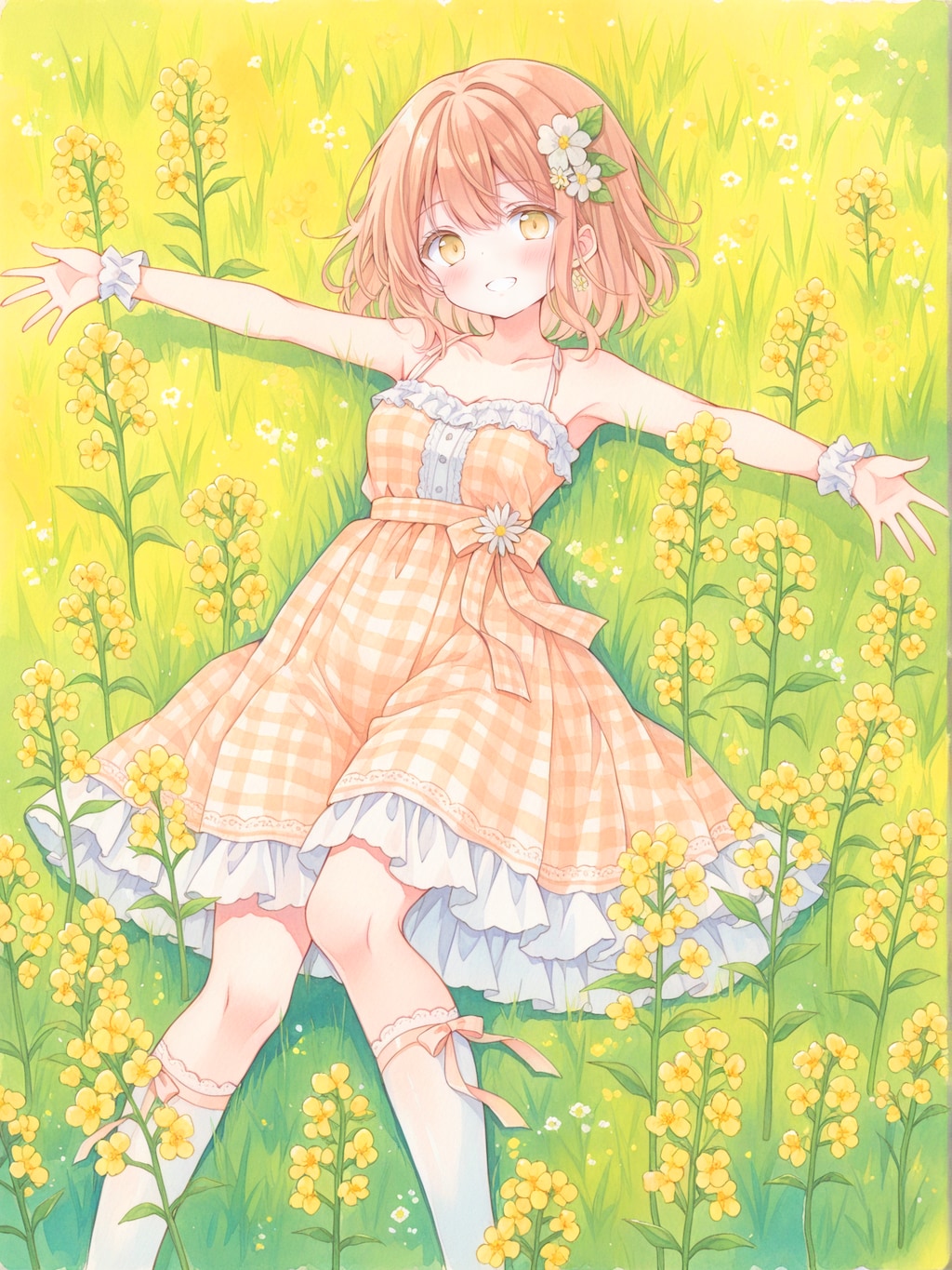 菜の花畑に身を預ける