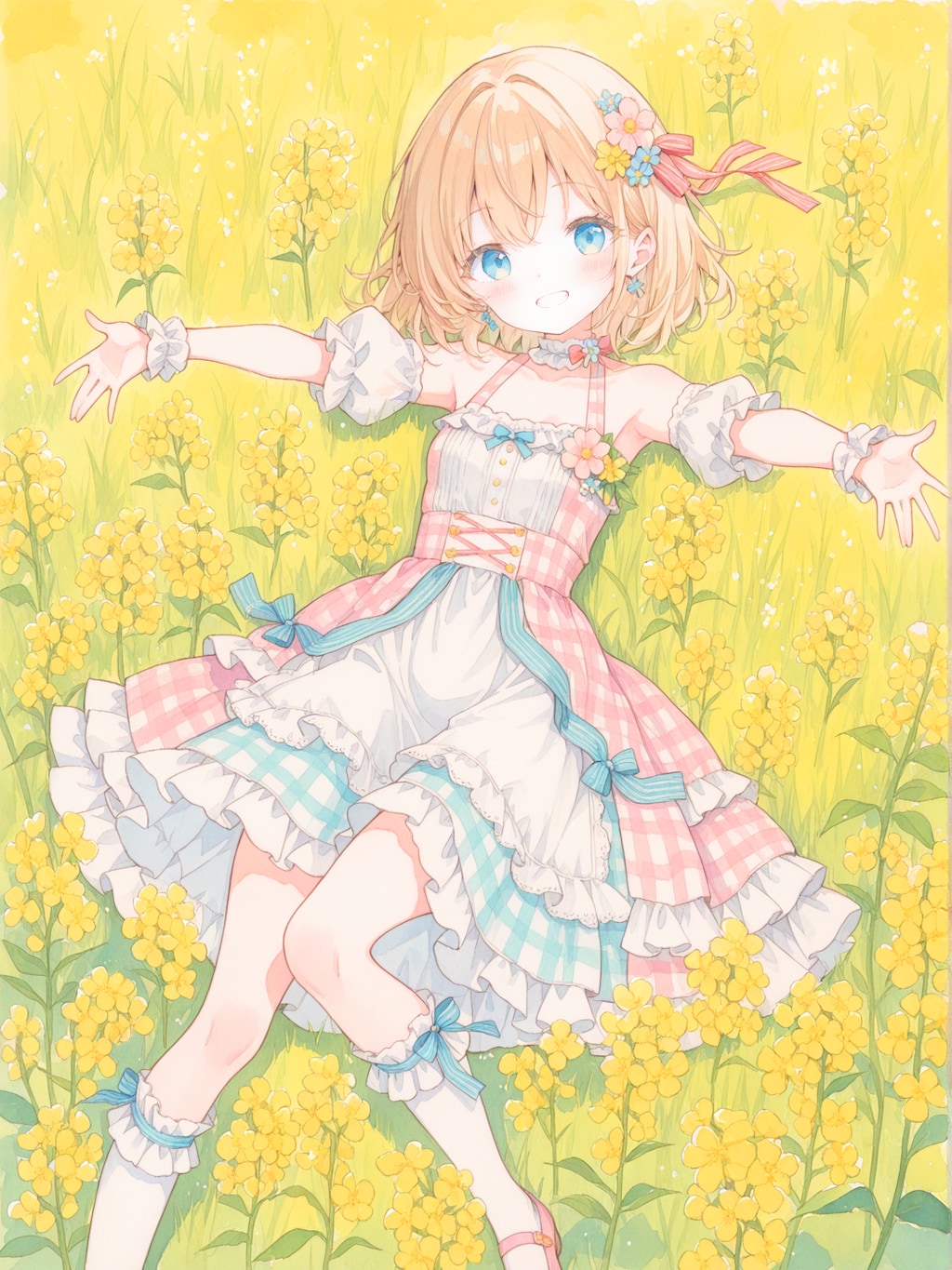 菜の花畑に身を預ける