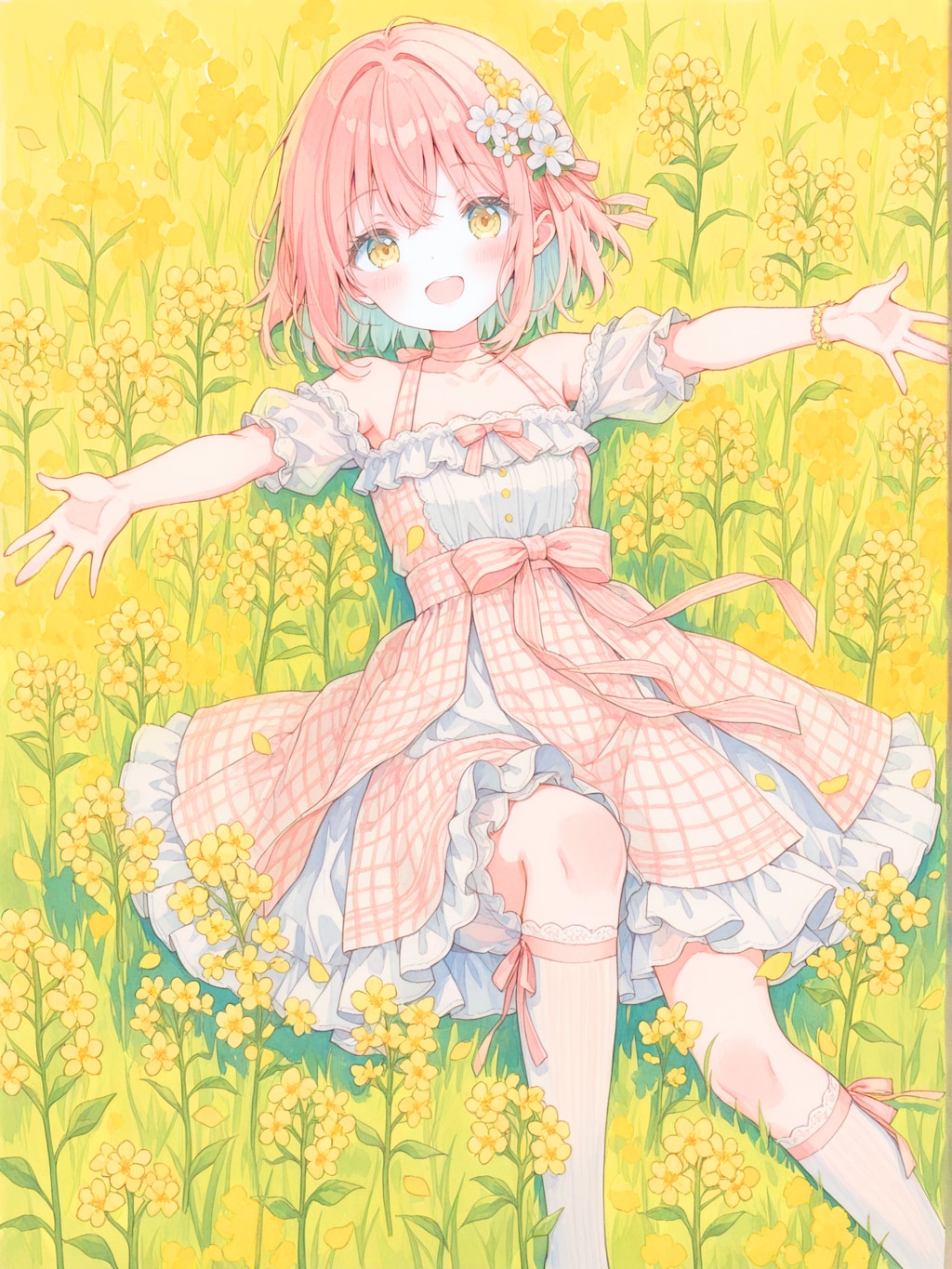 菜の花畑に身を預ける