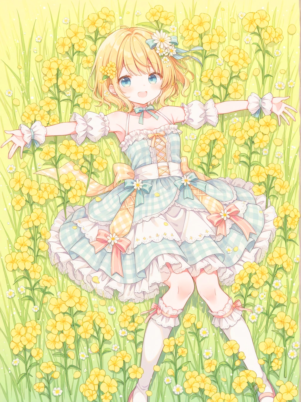 菜の花畑に身を預ける