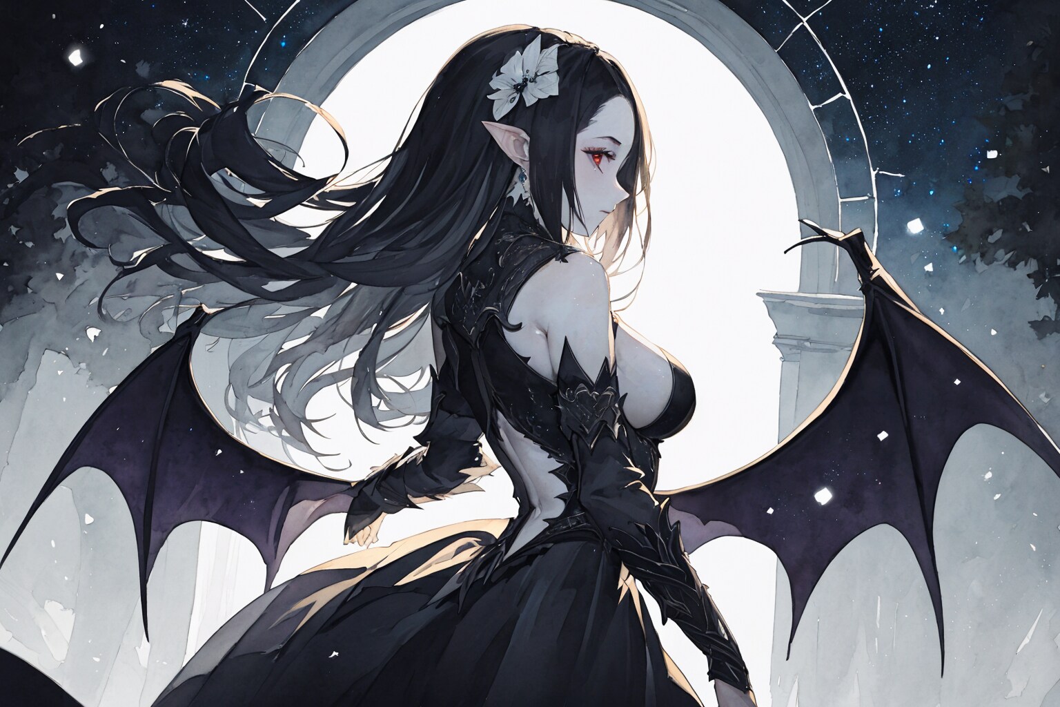 黒ドレスのサキュバス姉さん