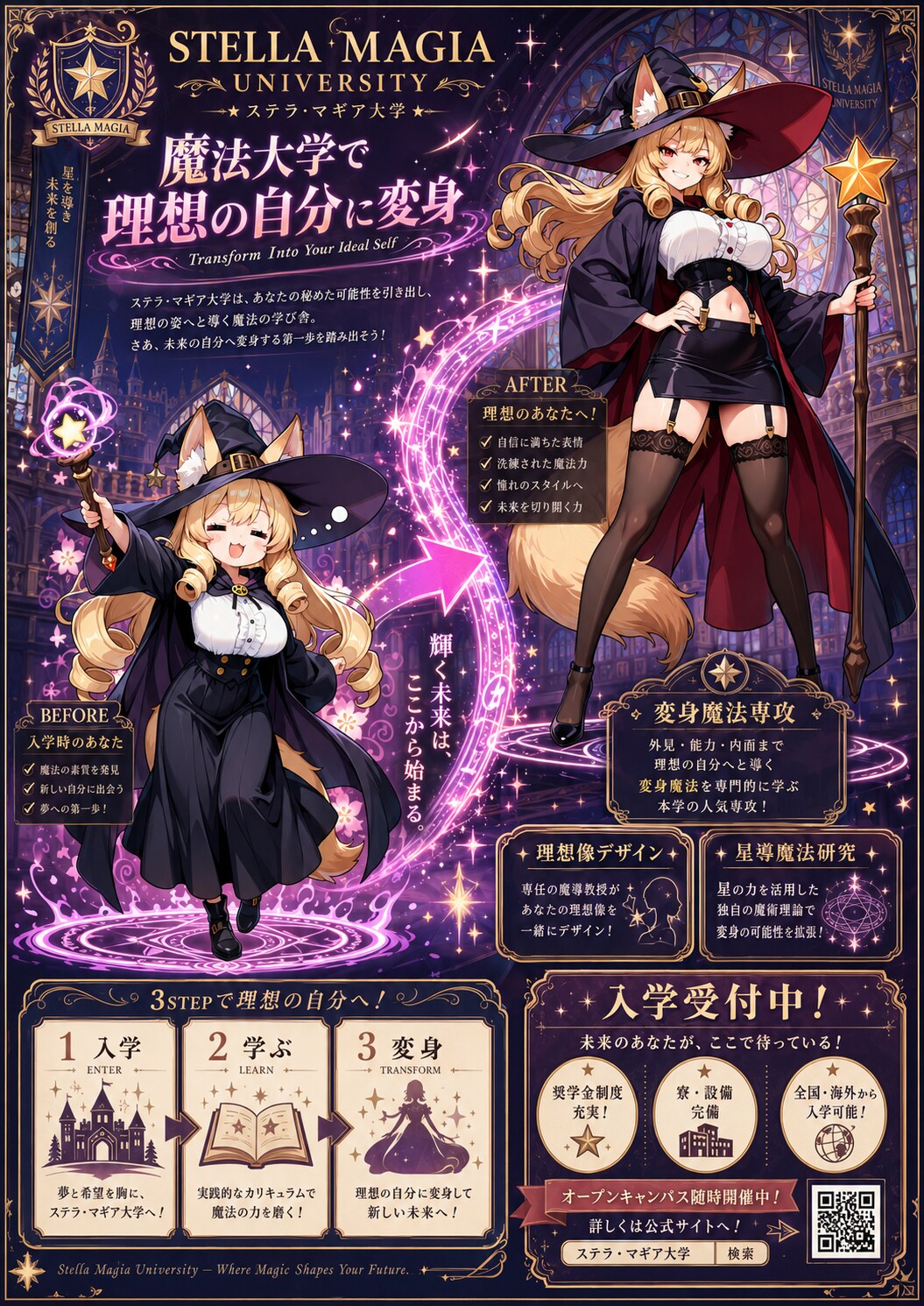 魔法大学で理想の自分に変身するケモミミゆるふわおねえさん
