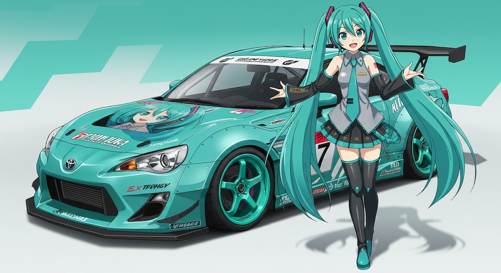 初音ミク痛車86レーシングカーと初音ミク