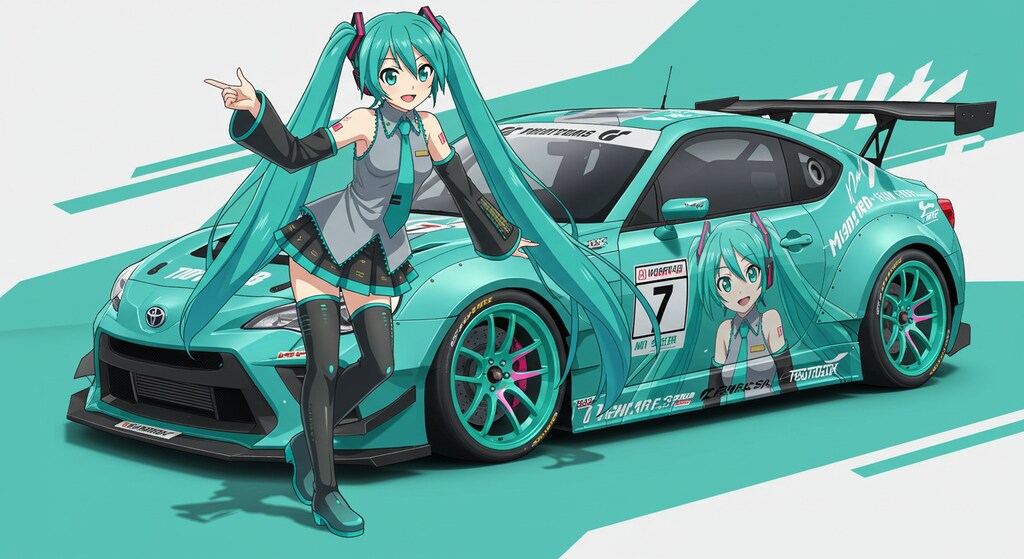 初音ミク痛車86レーシングカーと初音ミク