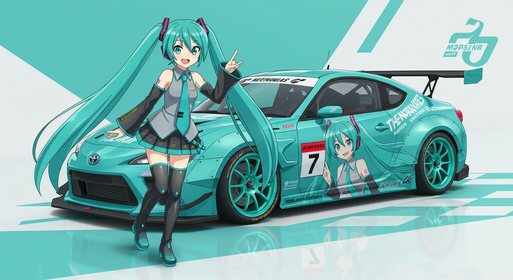初音ミク痛車86レーシングカーと初音ミク
